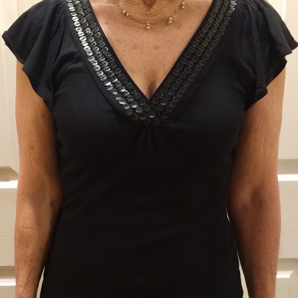 Black v-neck short sleeve women’s blouse